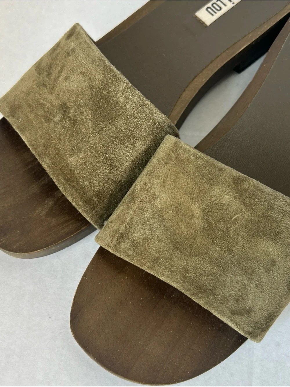 Bibi Lou Olive Suede Espadrille Slide